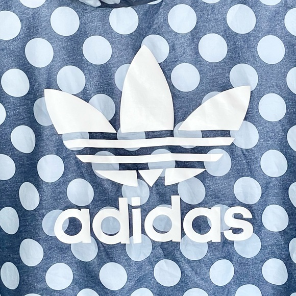 Adidas Originals Tokyo Windbreaker Blue Polka Dot Full Zip Jacket Women’s Medium - Picture 12 of 13